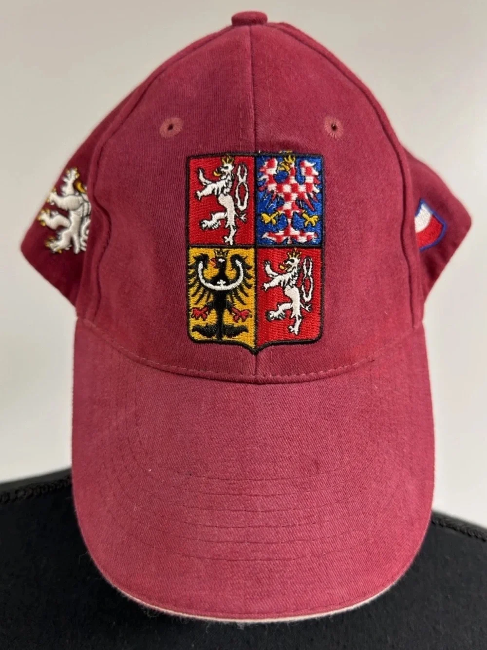 Vintage Czech Republic Red Baseball Cap Embroidered Coat